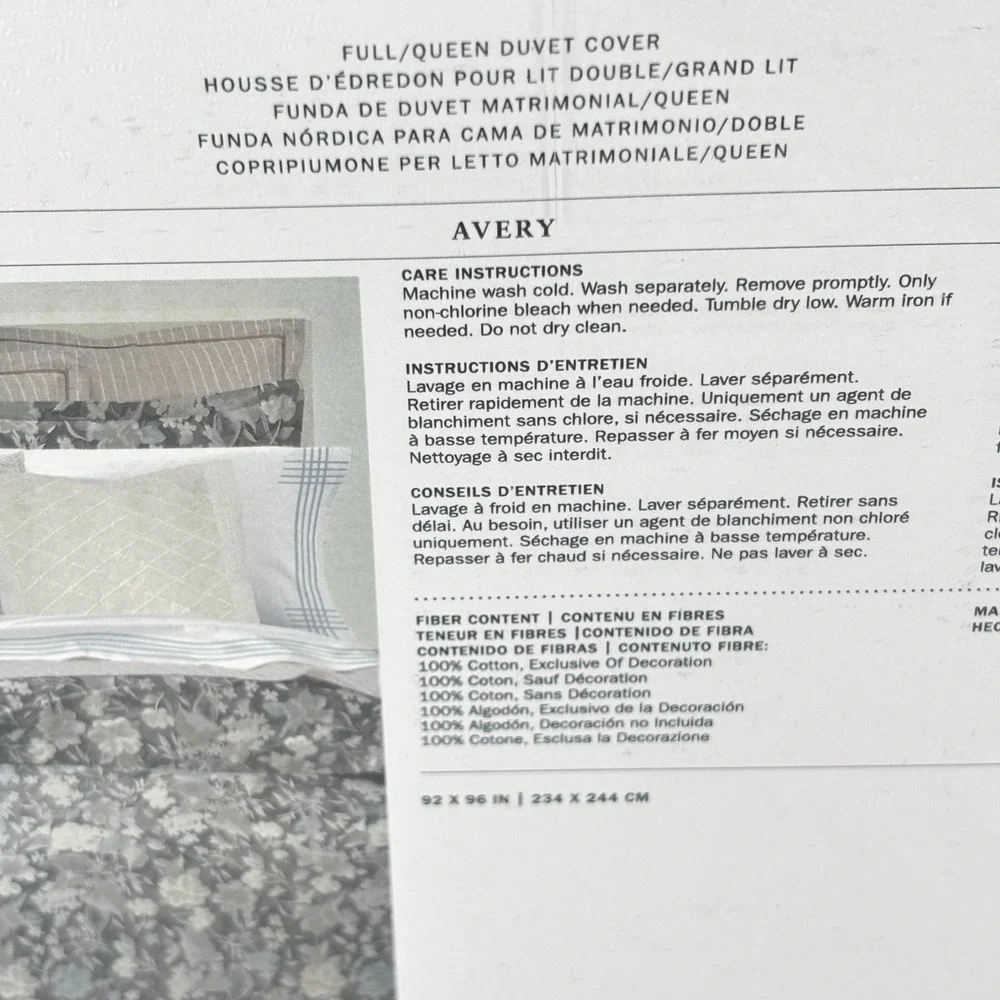 Ralph Lauren Avery Full /Queen Duvet Cover Gray Floral Cottagecore Neutral‎ NEW